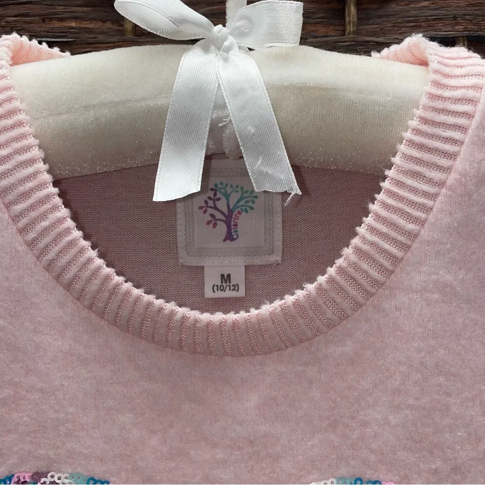 Colortree Kids Glitter Heart Sweater - Pink, Size M Girls.